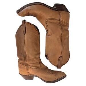 Vintage Code West Soft Leather Cowboy Boots Sz 7 Fit Like 8.5 Brown‎ Worn Patina